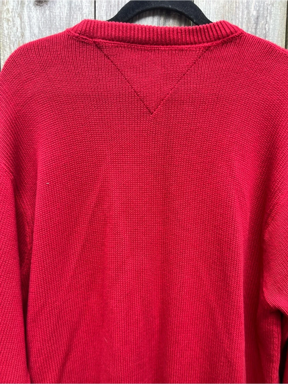 TOMMY HILFIGER Red Cotton Knit Crewneck Classic Sweater Mens Large